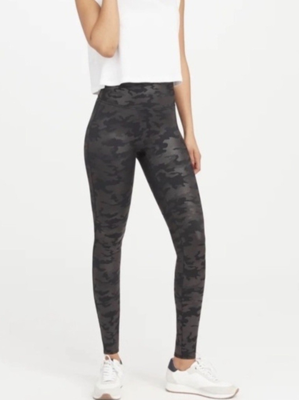 SPANX Look At Me Now Seamless Leggings Black/Gray Camo XS